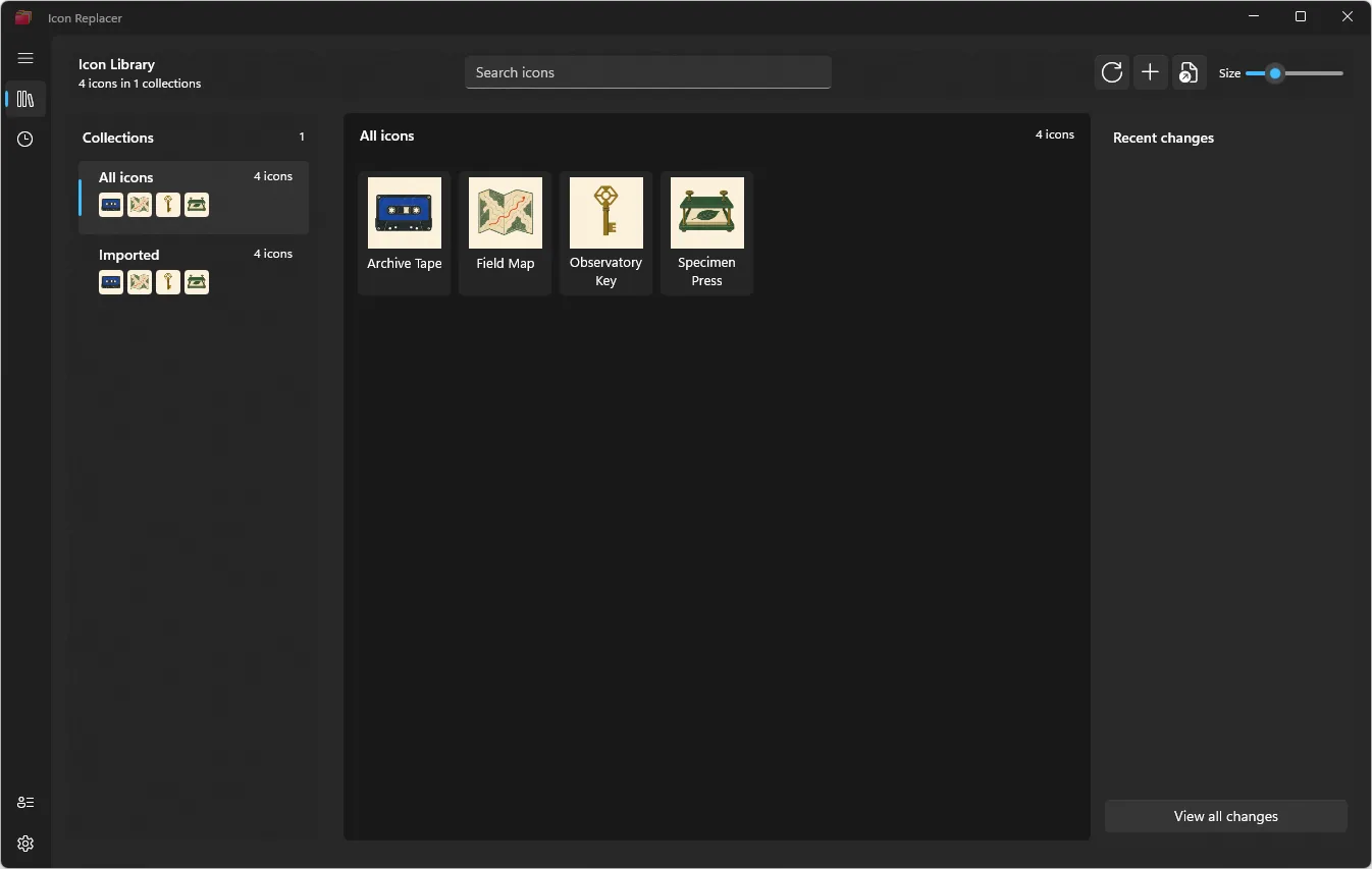 Icon library with local icons