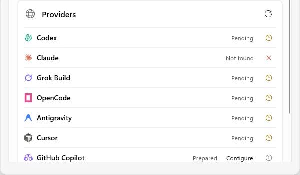 Provider coverage list with active